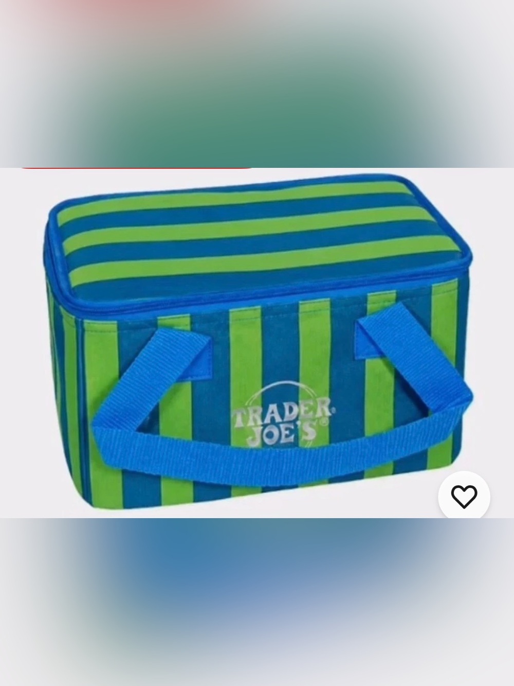 Trader Joe's Blue & Green Striped Insulated Mini Tote